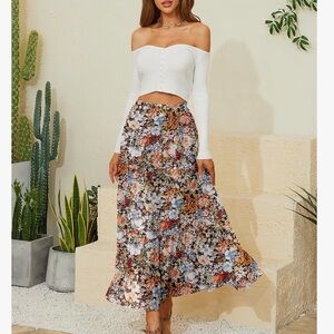 Elegant Floral Maxi Skirt